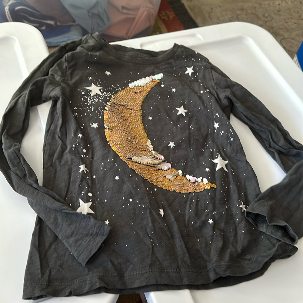 Crewcuts - sequin moon long sleeve t-shirt